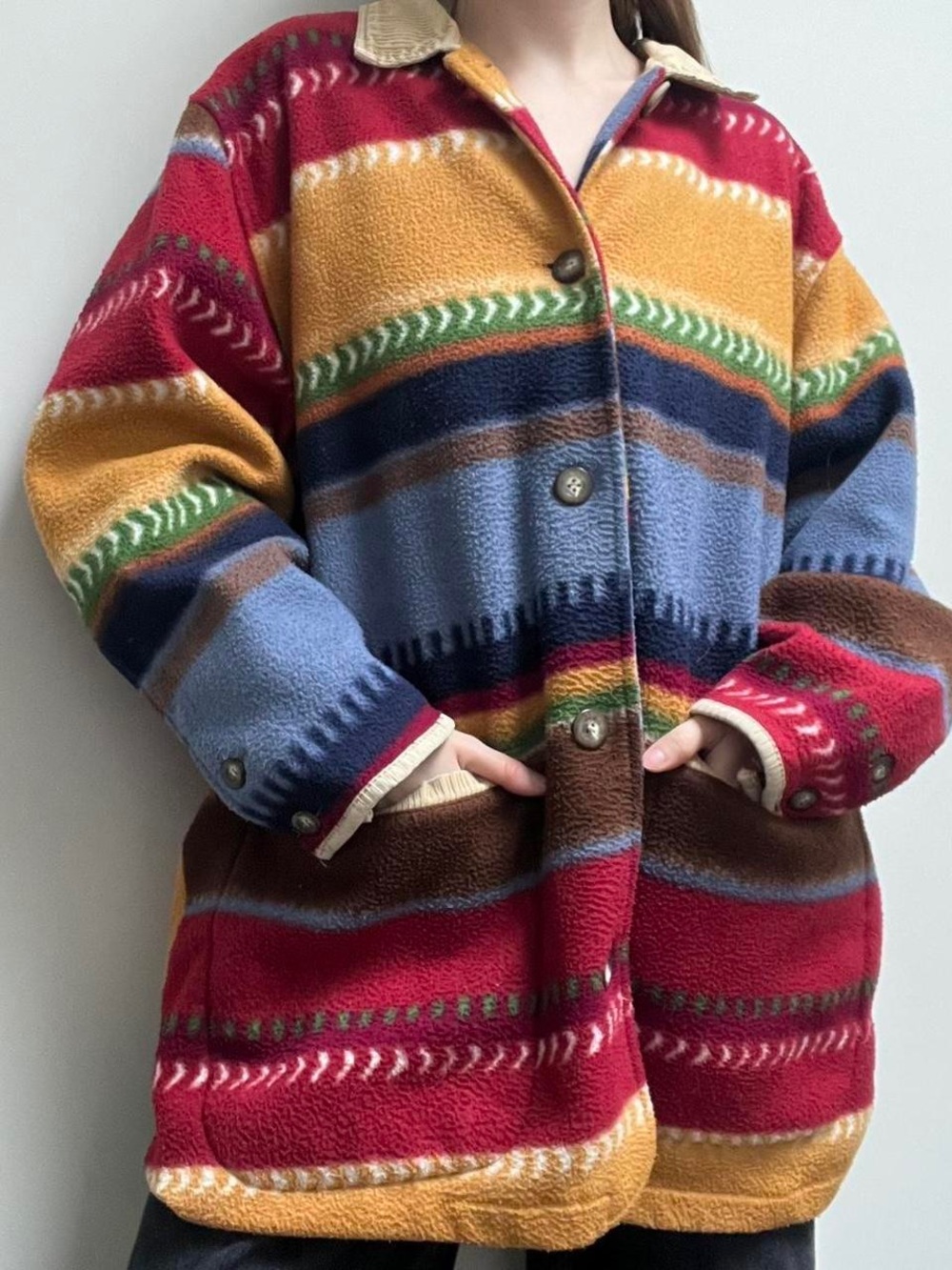 Vintage Western Vibe Jacket - Red, Mustard, Blue, Green, Brown